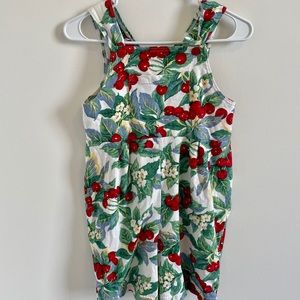 Vintage Cherry Romper Girls Size 10 Coverall Short Retro Fruit Summer Spring